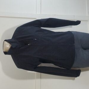 Double Diamond Black Floral Rose Zip Front Softshell Fleece Lined Jacket Size S